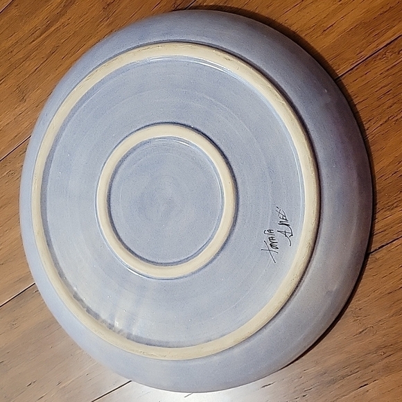 Vtg, Tonala Mexican Folk Art, Large Serving Plate, Bird, Blue, Artist Signed - Picture 5 of 12